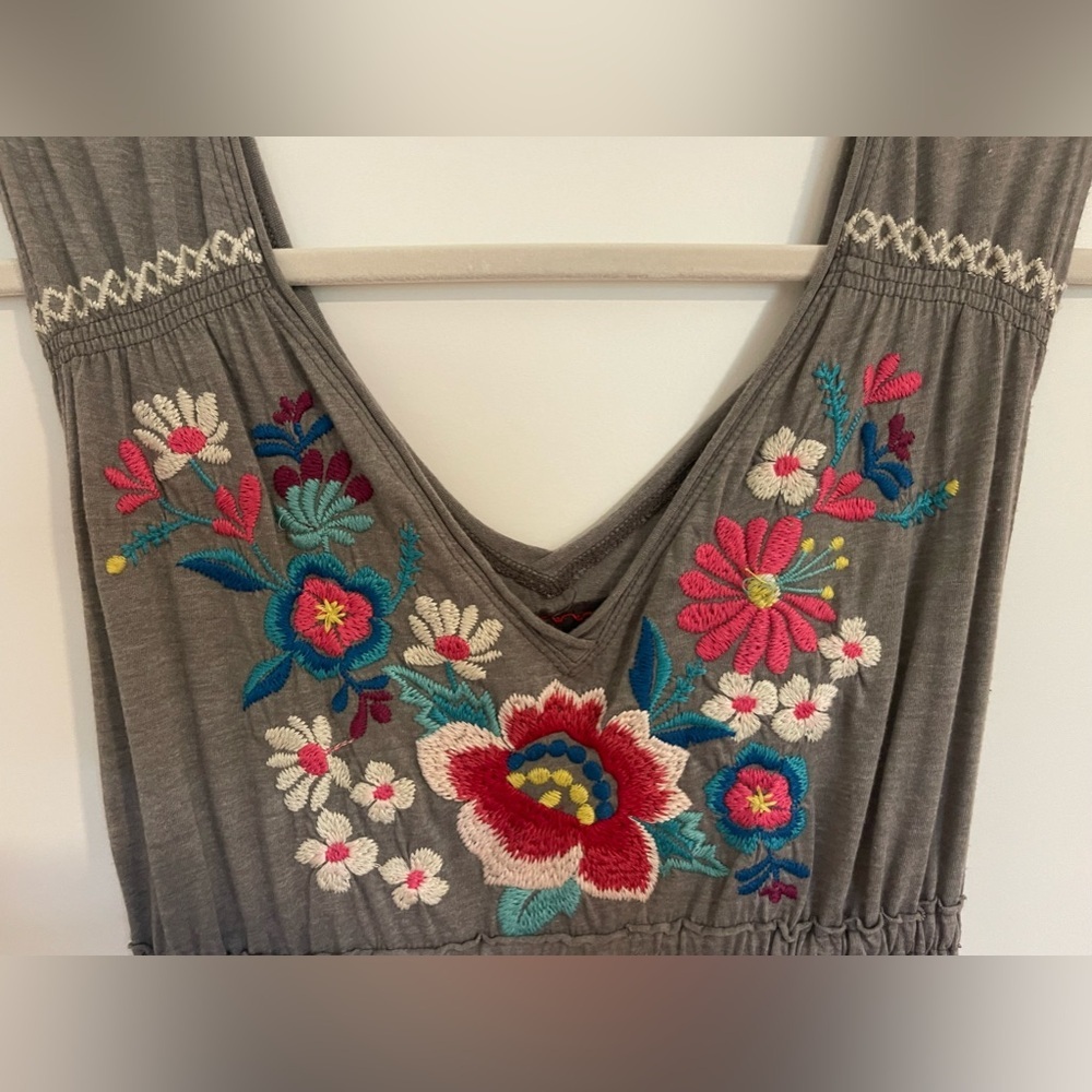 Johnny Was Gray Floral Embroidered Tiered Dress - Picture 3 of 5